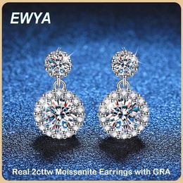 EWYA D couleur 1CT 65mm boucles d'oreilles pour femmes filles fête bijoux fins S925 en argent Sterling diamant boucle d'oreille 240112