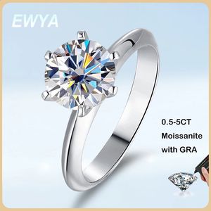 EWYA réel 055 Carat D couleur bague pour femmes plaqué or blanc 925 en argent Sterling anneaux de mariage bijoux fins 240119