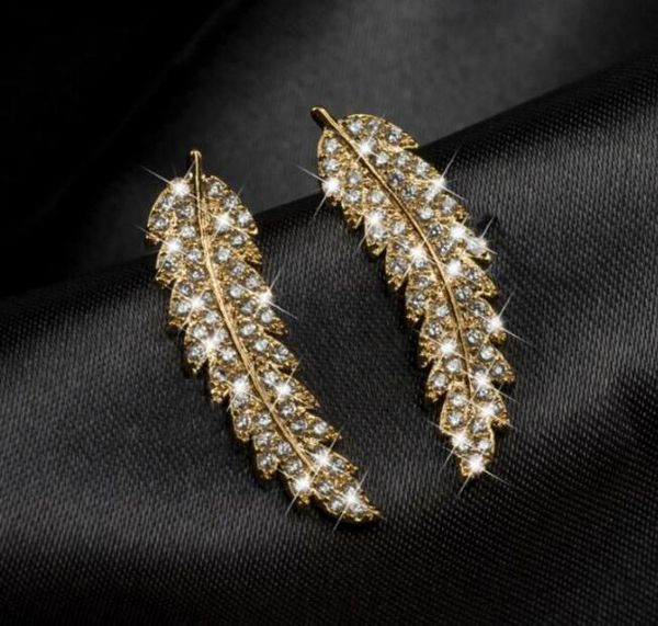 Prix départ usine! Boucles d'oreilles en forme de feuille de Zircon pour femme, à la mode, en or, argent, Rose, scintillantes, luxueuses, en cristal, cadeau de saint valentin