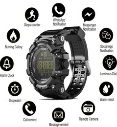 EX16 Smart Horloge Bluetooth Waterdicht IP67 Smart Horloge Relogios Stappenteller Stopwatch Sport Armband Voor iPhone Android Telefoon W6554780