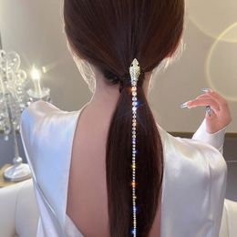 Overdrijf Europe Rijnestonen Snake Hair Chain Gepersonaliseerde Tassel Hairspin Ponytail Hair Fork Barret Women Hair Clips