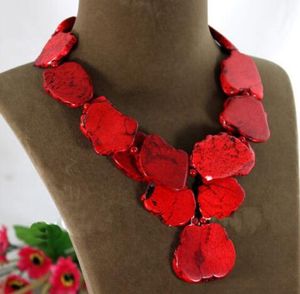 Collier ras du cou avec pendentif en forme de tranche de Turquoise rouge irrégulière, cadeau exagéré pour femme
