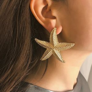 Boucles d'oreilles Boho exagérées en métal pour femmes, grandes étoiles de mer, tendance, couleur or, bijoux d'été à la mode, 240228