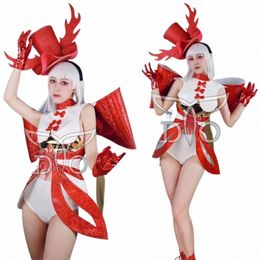 Bow exagéré Top Shorts Noël Gogo Dancer Costume Femmes Party Jazz Outfit Discothèque Ds Dj Stage Rave Vêtements XS7451 v8z9 #