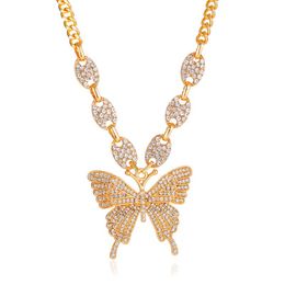 Collar de mariposa exagerada Punk Micro Set Collar de cadena de clavícula geométrica de diamantes de imitación