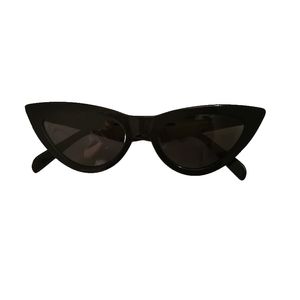 Overdreven kattenoogacetaat zonnebril Zwart grijze lenzen 40019 Mode zonnebril voor vrouwen
