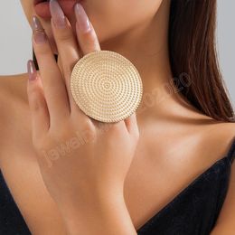 Übertriebene geometrische große runde Scheibenringe, einzigartiger offener Fingerring aus schwerem Metall für Frauen, trendiger Schmuck, Geschenke, Party-Mädchen