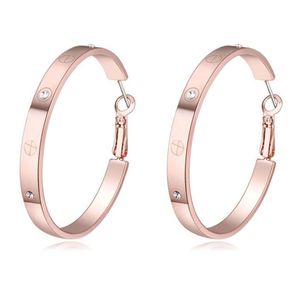 Overdreven hoepel oorbellen voor vrouwen Fashion Party Rose Champagne White Gold Color 100% Oostenrijk Crystal Jewelry Christmas Gift234i