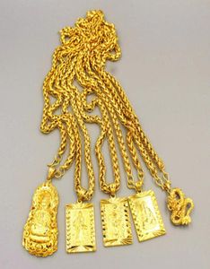 Overdreven lange ketens 24k gouden brede ketting voor mannen sieraden Big Gold ketting Boeddha Chinese draak totem ketting voor mannen Y1226743847