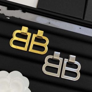 Overdreven luxe ontwerper merk graveren dikke super grote B Stud Earring 18k gouden oorbellen dames heren zomer partij sieraden nooit vervagen cadeau