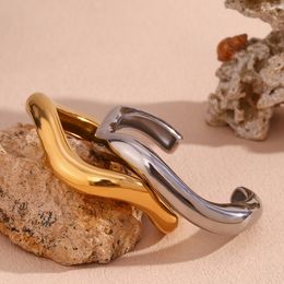 Brazalete de acero inoxidable con joyería chapada en oro, estilo de fusión exagerada