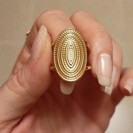 Exagéré punk elliptique large anneaux de surface ajusté anneau d'ouverture en acier inoxydable pour les femmes bijoux de mode de la personnalité 231221