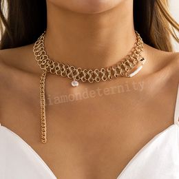 Déclaration exagérée collier court clavicule chaîne collier ras du cou pour femmes longues chaînes gland pendentif perles bijoux