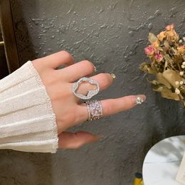Overdrijving vingerring Diamond CZ 925 Sterling Silver Party Wedding Band Ringen voor Dames Belofte Verjaardag Sieraden Gift