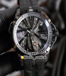 Excalibur 46 46mm RDDBEX0256 DBEX0668 Automatique METTRE MONTRE SKELETON DIAL PVD BLACK ACIER CASE STRAP SPORTES HELL7925751