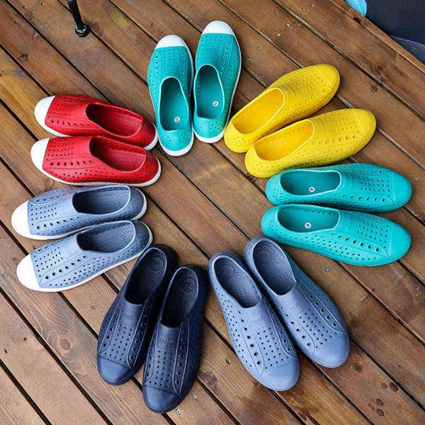 EXCARGO PVC chaussures d'été sandales en plastique chaussures plates pour homme sans lacet mocassins 2020 léger hommes sandales chaussures d'été noir H220412
