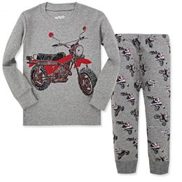 Excavator Children Pajamas Sets Kids Sleepwear suit Sleeved T-Shirts Trousers Boy clothes Pj's Infant pijama Fashion Tops Pant 210413