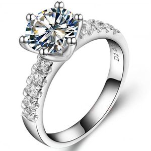 Uitstekende 2CT briljante synthetische diamanten trouwring voor vrouwelijke massief sterling zilveren ring met witgouden cover267z