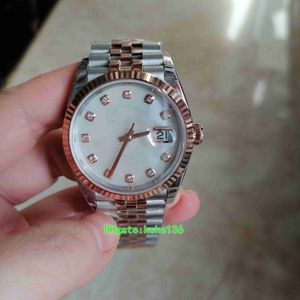 Excelente reloj BP 278273 36 mm Fideos de concha de oro rosa Esfera Dos tonos Pulsera de jubileo Buen movimiento Mecánico Automático Relojes de mujer Relojes de pulsera