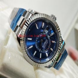 Ausgezeichnete hochwertige Armbanduhren Sky Dweller 326934 42 mm blaues Zifferblatt Edelstahl Asia 2813 Uhrwerk Automatik Herrenuhr Watc224z