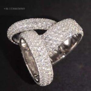 Excellents bijoux pour hommes, bague en argent Sterling plaqué or, diamant Moissanite à 4 rangées, pour homme d'âge mûr