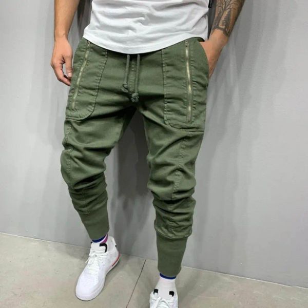 Excelentes pantalones de chándal para hombre, bolsillos, pantalones largos de Color sólido para hombre, pantalones ajustados suaves para la piel para hombre para