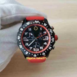 Uitstekende mannen Bekijk X823109A1K1S1 44 mm Topselling Black Dial Red Natural Rubber Riem VK Quartz Chronograph Working Working Polshipes met originele box papers