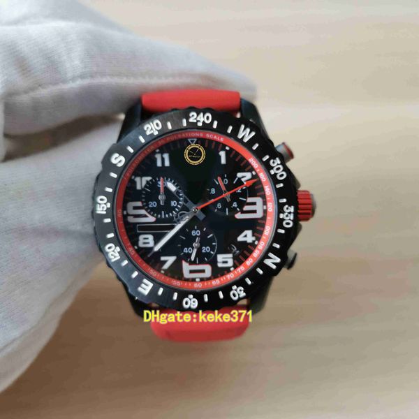 Excellentes montres pour hommes X823109A1K1S1 44mm Topseller Cadran noir rouge Bracelet en caoutchouc naturel VK Quartz Chronographe Montres-bracelets de travail avec papiers de boîte d'origine