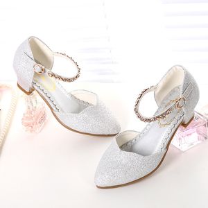 Excellente princesse filles sandales enfants chaussures pour robe petit talon haut mode paillettes fête danse mariage sandale 220420