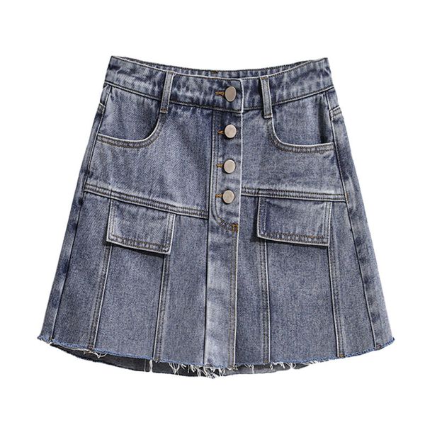 Excelente calidad est jeans falda femenina hermana gorda falsa dos pantalones cortos sueltos de pierna ancha pantalones de verano moda cintura alta 210521