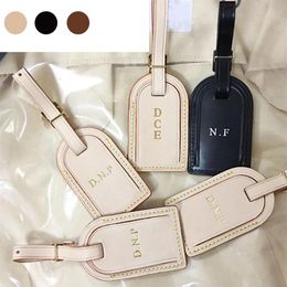 Uitstekende kwaliteit Kee Pall Luggage Bag Tag Classical Real Leather Gepersonaliseerde aangepaste postzegelbakken Label Stempel Ini272i