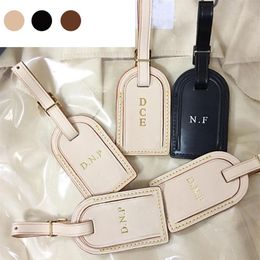 Uitstekende kwaliteit Kee Pall Luggage Bag Tag Classical Real Leather Gepersonaliseerde aangepaste postzegelbakken Label Stempel Ini280B