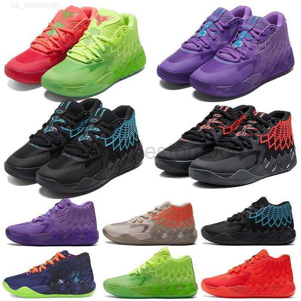 Excelente Retro 2023 Hombres Lamelo Ball MB 01 Zapatos de baloncesto Rick y Morty Rojo Verde Púrpura Azul Gris Negro Reina Buzz City Melo Galaxy Zapatillas