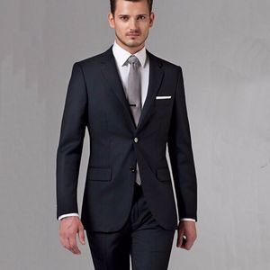 Uitstekende stijl Bruidegom Tuxedos Twee Button Black Notch Revers Groomsmen Beste Man Pak Mens Bruiloft Past (Jas + Broek + Tie) NO: 1154