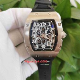 Excellentes montres de qualité supérieure 38 mm x 47 mm R M 67 67-01Ti EXTRA PLAT en acier inoxydable Bracelet en caoutchouc noir Transparent Mécanique Auto218Z
