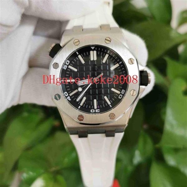 Excellentes montres-bracelets de qualité supérieure N8 Version 42mm 15703 15703ST OO A002CA 01 Cadran noir Bandes de caoutchouc blanches Mécanique Automatique M273K