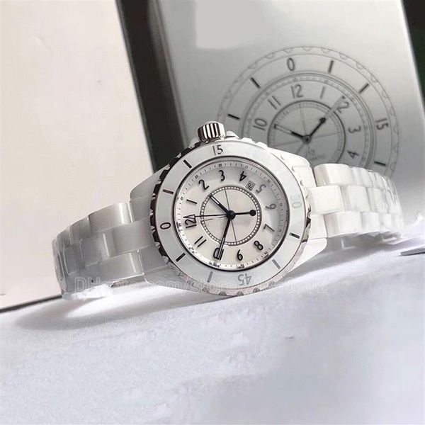 Excellentes montres en céramique noire 38mm édition limitée montre-bracelet à quartz marqueurs de diamant calibre cadran noir boîte papiers cadran blanc wo268e