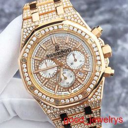 AP AP WRIG Watch Epic Royal Oak Series 26320OR avec diamant Set 18K Rose Gol Full Diamond Mens Watch Automatic Machinery