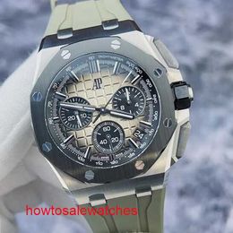Exciting Watch AP Exclusief horloge Royal Oak Offshore Series 26420SO Woestijngeel Precisiestaal/zwart keramiek 43 mm Automatisch mechanisch herenhorloge, complete set