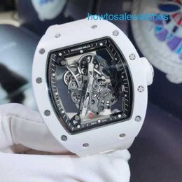 Emocionante reloj de pulsera Relojes de pulsera exclusivos Reloj RM RM055 Maquinaria 49,9 * 42,7 mm Muñeca de moda hueca Cerámica blanca RM055
