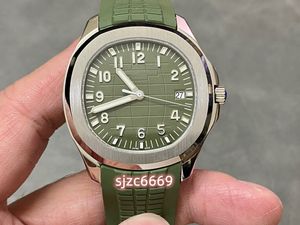 Le diamètre exclusif 5168 de la montre est en caoutchouc vert clair de 42 mm avec un cadran vert fruit oléagineux équipé d'un miroir en verre saphir à mouvement intégré 3K Factory 26-330SC.