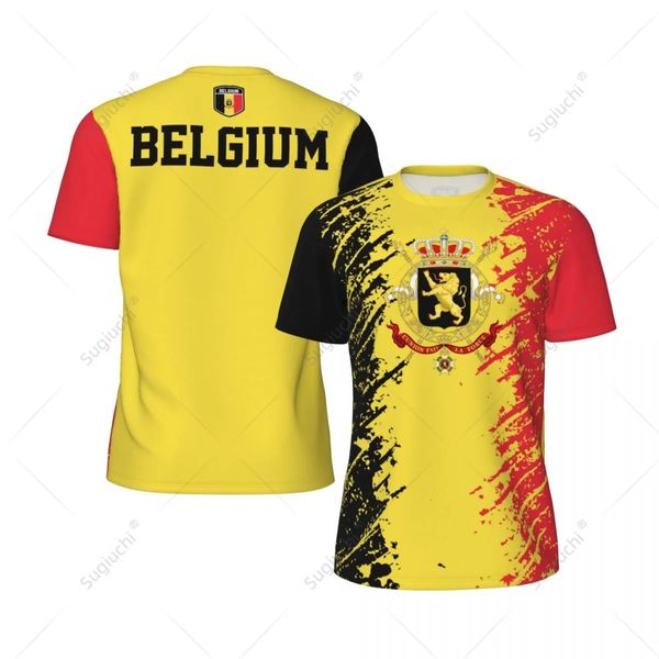 Conception exclusive Belgique Flag Grain 3D Men imprimé pour le soccer de vélo de course de vélo de soccer Fitness Sports Jersey Fans de maillage T-shirt 240430