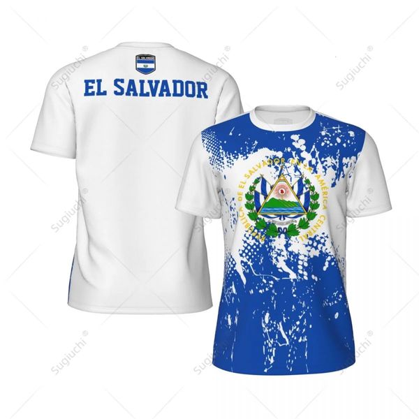 Conception exclusive El Salvador Flag Grain 3D Men imprimé pour le soccer de vélo de course à vélo T-shirt Sports de fitness Sports T-shirt 240426