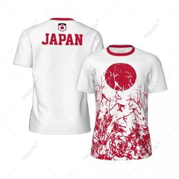 Exclusief ontwerp Japan vlaggrain 3D-geprinte mannen voor het hardlopen van fiets voetbal tennis fitness sport jersey mesh fans kort t-shirt 240426