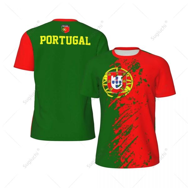 Design exclusif Portugal Flag Grain 3D Men imprimé pour la course à vélo de soccer de soccer Fitness Sports Jersey Fans de maillage T-shirt 240430