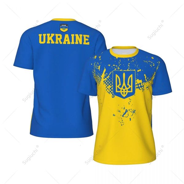 Conception exclusive Ukraine Flag Grain 3D Men imprimé pour faire courir le soccer de soccer de soccer