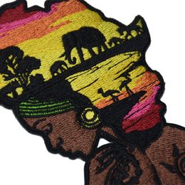 Exclusieve moeder Afrika 100% geborduurd grote borduurpatje Patch Iron-on Applique Black History Month cadeau Decoratieve kleding