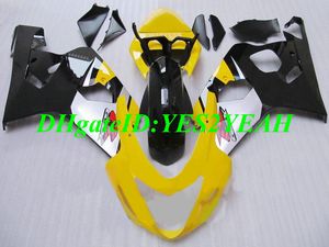 Exclusieve Motorfiets Fairing Kit voor Suzuki GSXR600 750 K4 04 05 GSXR600 GSXR750 2004 2005 ABS Geel Zwarte Backings Set + Gifts SG31