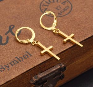 Conception spéciale exclusive Christian Vogue Womens True Real 14K Solide Solid Fine Yellow Gol Crucifix Crucifix Timeless Charm Earrings1252603