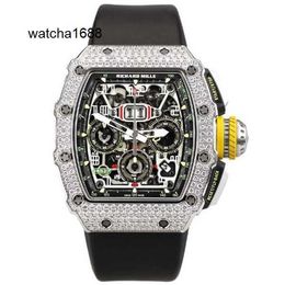Exclusief horloge Hot Horloges RM Horloge Rm11-03 Originele Diamondset Kronkelende Chronograaf 18k Witgouden Diamanten